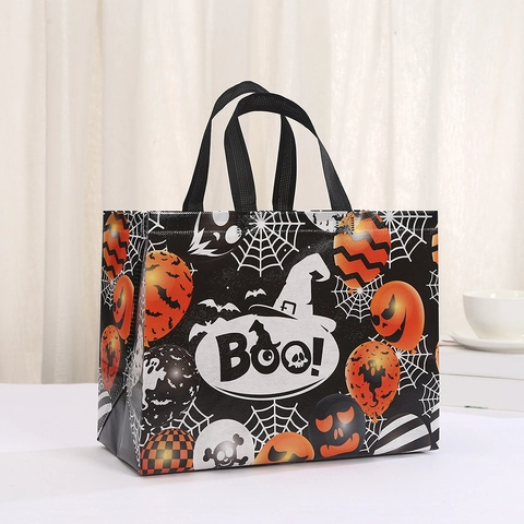 Halloween Vliesstoff Einkaufstasche Trick Or Treat Kürbis Hexe Druck Wasserdichte Feiertags Geschenktüte Party Zubehör