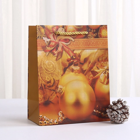 Sac Cadeau de Noël en Carton Blanc Sacs en Papier Imprimé Festif Emballage de Bonbons Fête Avec Poignées