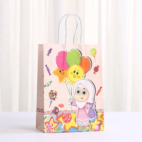 Cartoon Mittelöstlicher Stil Eid Geschenktüten Mit Griffen Für Party Favor Süßigkeiten Einkaufen Papiertüte Für Kinder Damen Festival Verpackung