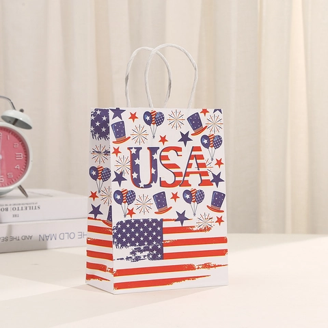 Amerikanische Patriotische Papiertüten Mit Griffen 4. Juli Unabhängigkeitstag USA Thema Stars And Stripes Bedruckte Party Taschen