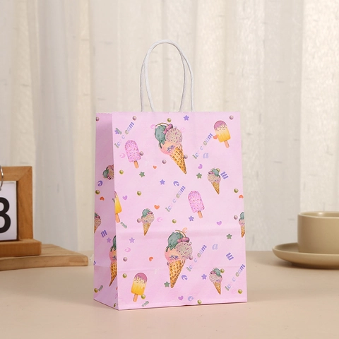 Sacchetti Regalo In Carta A Tema Gelato Con Manici Cartone Animato Colori Macaron Sacchetti Per Imballaggio Gelato Per Festa Di Compleanno