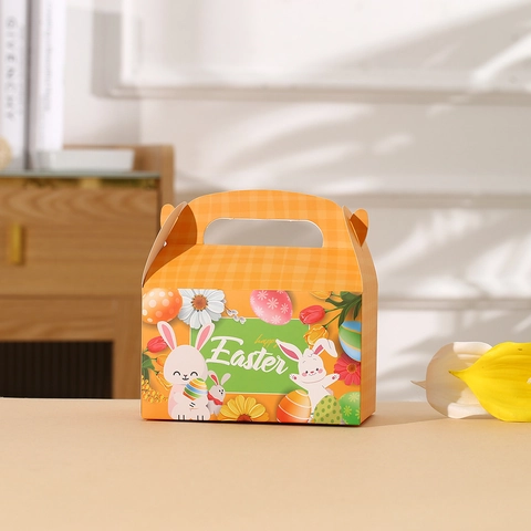 Cajas de Regalo de Papel Portátiles de Felices Pascuas Con Estampado de Conejo Bolsas de Embalaje de Caramelos Fiesta