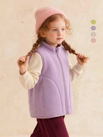 Kids Polar Fleece Vest Stand Collar Zipper Soft Warm Waistcoat For Boys Girls Autumn Spring Sleeveless Jacket