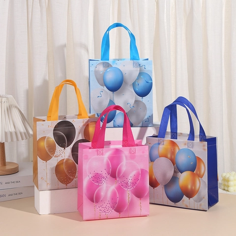 Tragbare Vliesstoff Geschenktüte Ballon Muster Laminierte Handtasche Für Kinder Geburtstag Party Hochzeit Aufbewahrungstasche