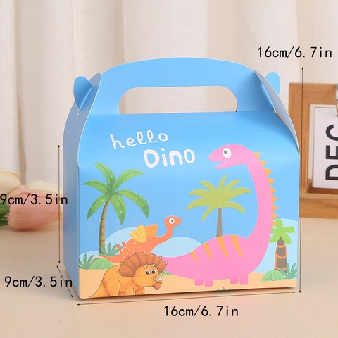 Boîtes Cadeaux Portables Dinosaure en Carton Boîtes d'Emballage pour Bonbons Gâteaux Avec Poignée pour Fête d'Anniversaire Enfants