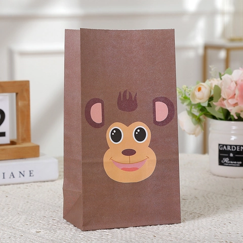 Cartoon Tier Kraftpapier Geschenktüten Für Geburtstag Party Favors Bedruckte Tiermuster Süßigkeiten Verpackung Taschen Mit Aufklebern