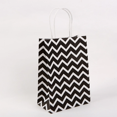 Kraft Paper Chevron Pattern Gift Bags With Handles For Party Favors Shopping Clothes Packing Gift Wrapping Paper Bags