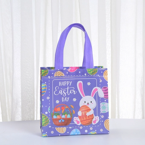 Felice Pasqua Sacchetto Regalo In Tessuto Non Tessuto Cartone Animato Coniglio Gnomo Laminato Borsa Per Bomboniere