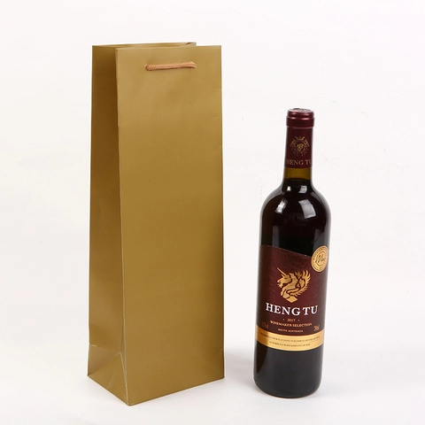 Bolsa De Regalo Para Vino De Cartón Minimalista Para Una Sola Botella Con Asa Bolsas De Embalaje De Vino Portátiles Para Fiestas Boda