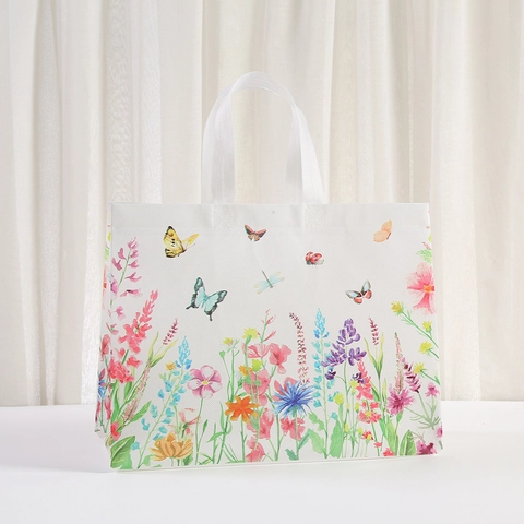 Large Capacity Floral Butterfly Printed Non-woven Tote Bag Waterproof Laminated Gift Handbag For Shopping Party Storage