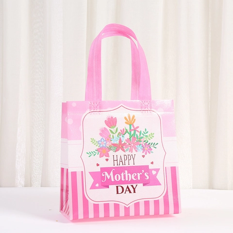 Mother's Day Gift Packaging Bag Laminated Non-Woven Fabric Tote Bag Floral Happy Mother's Day Best Mom Patterns Gift For Mom