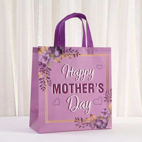 Sacchetto Regalo Per La Festa Della Mamma In Tessuto Non Tessuto Laminato Borsa Con Motivo Floreale E Farfalla Portatile Per Mamma