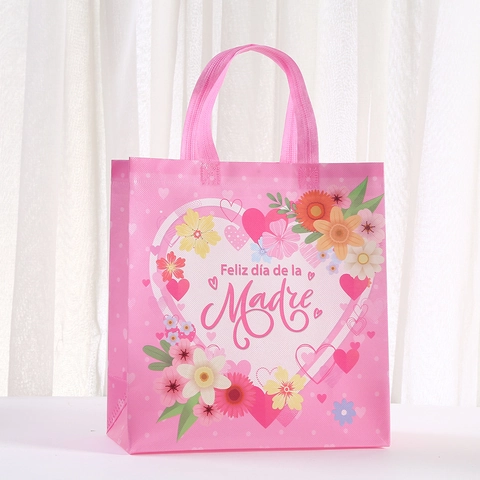 Moederdag Bloem Hart Niet-geweven Cadeautas Feliz Dia De La Madre Spaans Handvat Draagtas Cadeau Voor Moeder