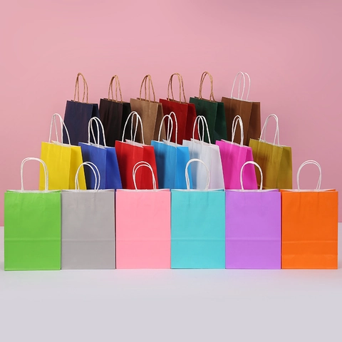 Sacchetti Regalo in Carta Kraft Con Manici per Feste Matrimoni Compleanni Sacchetti in Carta Tinta Unita per Regali Shopping