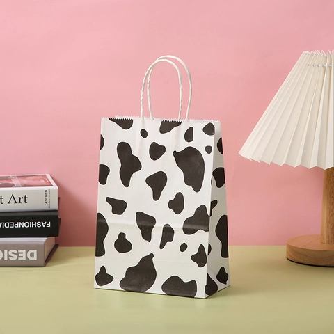 Animal Print Papier Geschenktüten Mit Griffen Leoparden Zebra Tiger Kuh Giraffen Muster Kraftpapiertüten Für Party Geburtstag Deko
