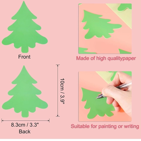 Green Christmas Tree Paper Cards For DIY Holiday Decoration Craft Festive Home Party Wall Decals Stationery Cardstock Cards