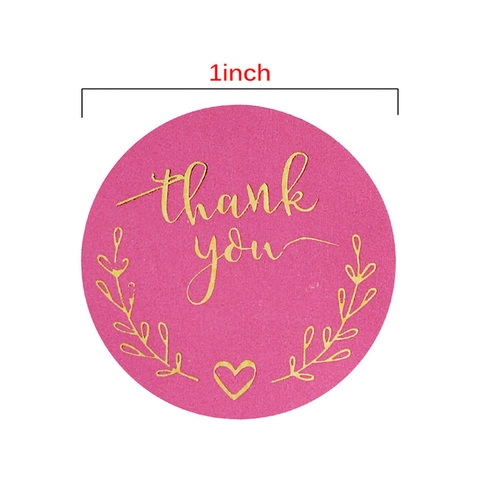 Goudfolie Thank You Stickers Roze Rond Etiketten Voor Bruiloft Cadeaudozen Verpakking Enveloppen Afdichting Decoratie