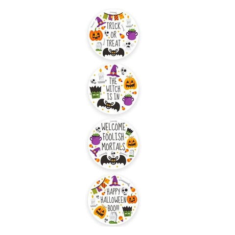 Halloween Stickers Roll Pumpkin Bat Witch Ghost Pattern Round Adhesive Labels For Candy Bag Seal Party Decor Gift Sticker