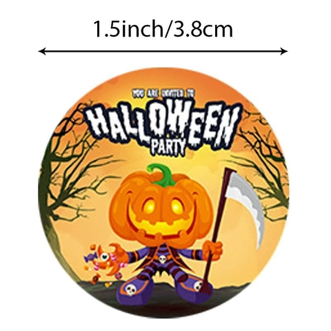 Adesivi per Feste di Halloween Etichette Autoadesive Tonde con Motivi di Zucca Fantasma Strega Decorazioni per Imballaggio