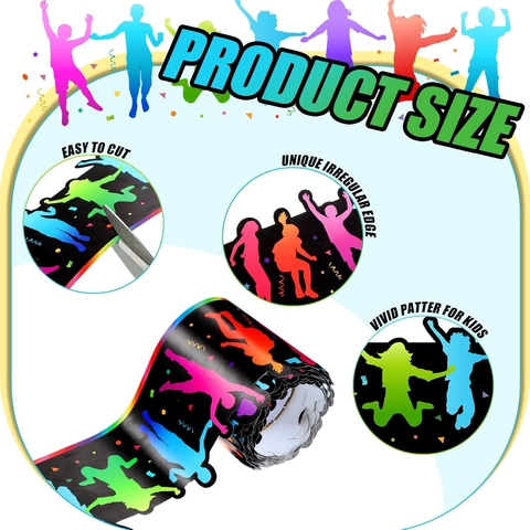 Multicolor Dancing People Silhouette Bulletin Board Borders Coated Paper Wave Edge Classroom Party Wall Decoration Sticker Roll