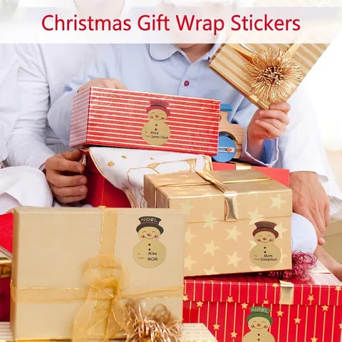 Etichette Regalo In Carta Kraft A Forma Di Pupazzo Di Neve Natale Design Noel Adesivi Scrivibili Per Decorazione Festiva