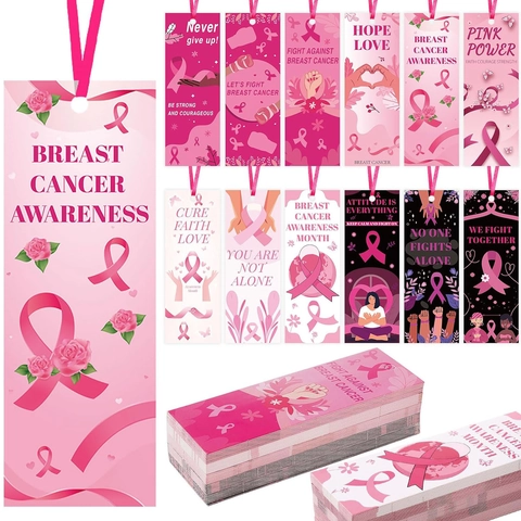 Breast Cancer Awareness Bookmarks Cardstock Pink Ribbon Inspirational Motivational Tags For Women Charity Event Gift Tags