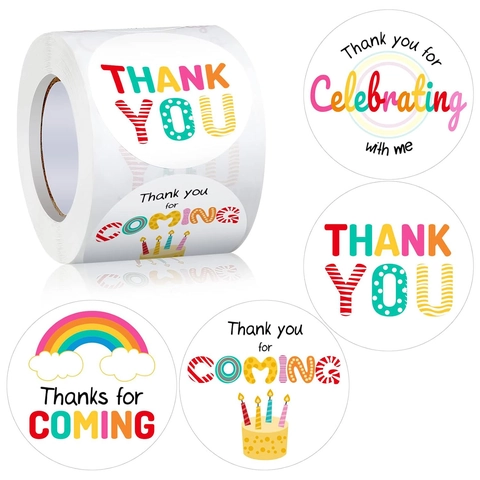 Etichette Thank You Adesivi Compleanno Arcobaleno Rotondi Auto-Adesivi Per Sigillo Regalo Baby Shower Festa Celebrazione Decorazione