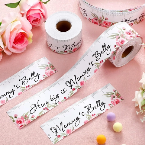 Nastro per Gioco Misurazione Pancia della Mamma Decorazione Festa Baby Shower Righello di Carta per Rivelazione Gravidanza
