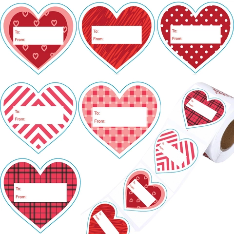 Valentine's Day Heart Gift Stickers Heart Shaped To From Labels Adhesive For Romantic Gift Wrapping Decoration Heart Patterns