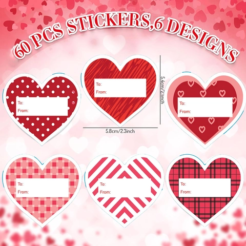 Valentine's Day Heart Gift Stickers Heart Shaped To From Labels Adhesive For Romantic Gift Wrapping Decoration Heart Patterns