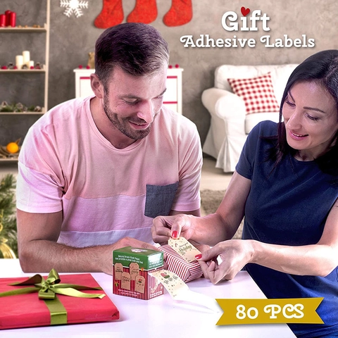 Weihnachten Kraftpapier Geschenketiketten To From Feiertags Aufkleber Rechteckig Merry Christmas Deko Etiketten Selbstklebend
