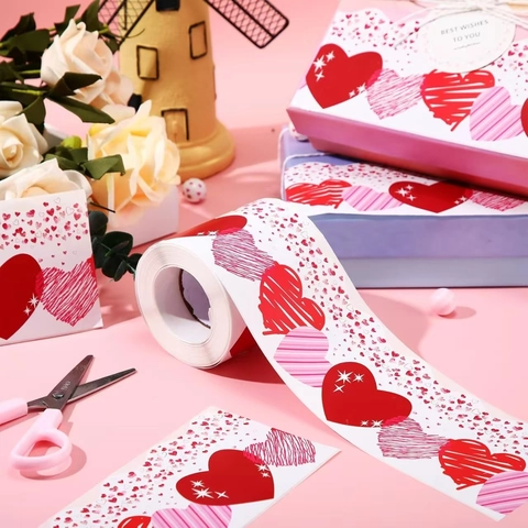 Valentine's Day Heart Border Stickers Scalloped Bulletin Board Trim Self Adhesive Heart Pattern Decals For Classroom Party DIY Decor