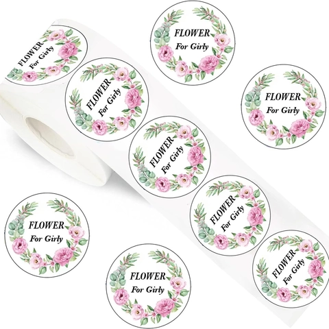 Watercolor Floral Wreath Girly Flower Round Sealing Stickers For Gift Wrapping Envelope Wedding Baking DIY Decoration