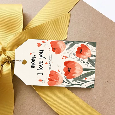 Muttertag Geschenkanhänger Mit Juteseil Floral Mom I Love You Grußkarten Für Geschenkverpackung Bouquet Mutter Feiertag Deko