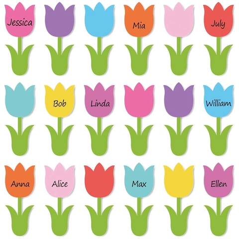 Recortes de Papel de Tulipán Multicolor Forma de Flor Decoración de Aula Primavera Pascua Fiesta Con Puntos Adhesivos Para Pared Ventana Tablón