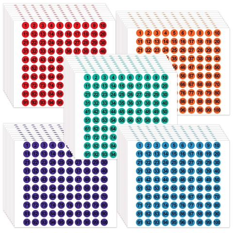 Round Consecutive Number Stickers Self Adhesive Labels For Inventory Organizing Office Home Warehouse Classification