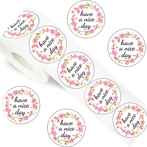 Adesivi Ghirlanda Floreale Ciliegio Have A Nice Day Etichette Sigillanti Adesive per Confezioni Regalo Decorazione Scrapbooking