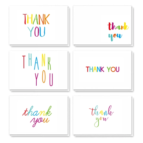 Retro Handwritten Thank You Greeting Cards With Envelopes And Stickers Blank Inside For Wedding Business Appreciation