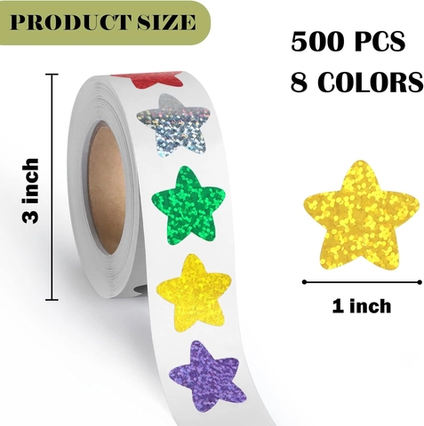 Holografische Glitter Ster Stickers Voor Kinderen Leraar Klas Beloning Etiketten Assorti Multicolor Zelfklevende Scrapbooking Decoratieve Stickers