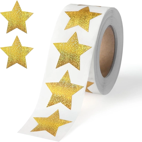 Gold Glitzer Stern Aufkleber Rolle Selbstklebend Funkeln Pentagramm Abziehbilder Für Geschenkverpackung DIY Handwerk Lehrer Belohnungen Schulbedarf