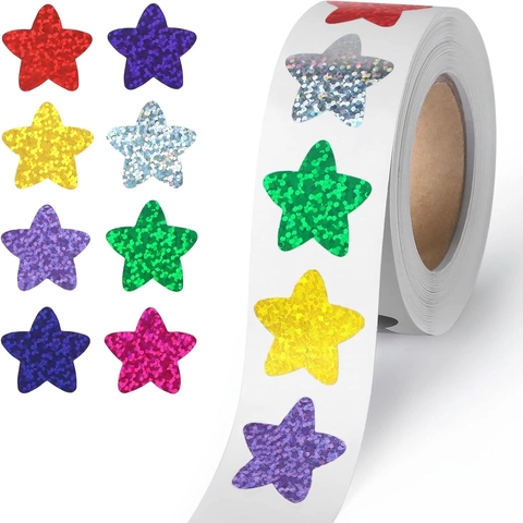 Holografische Glitter Ster Stickers Voor Kinderen Leraar Klas Beloning Etiketten Assorti Multicolor Zelfklevende Scrapbooking Decoratieve Stickers