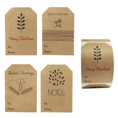 Böhmische Kraftpapier Weihnachten Geschenketiketten Rechteckig Merry Christmas Aufkleber Zum Beschriften Für Verpackung