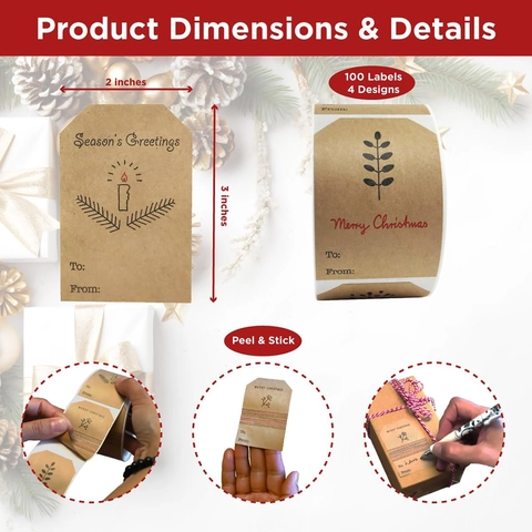 Böhmische Kraftpapier Weihnachten Geschenketiketten Rechteckig Merry Christmas Aufkleber Zum Beschriften Für Verpackung