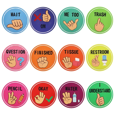 Classroom Hand Signal Posters For Teachers Non Verbal Communication Visual Aids Cardstock Decor For School Kindergarten Educational Posters