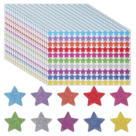 Adesivi Multicolore Glitterati a Forma di Stella per Bambini Premio Scuola Insegnante Cartoleria Scrapbooking Fai da Te