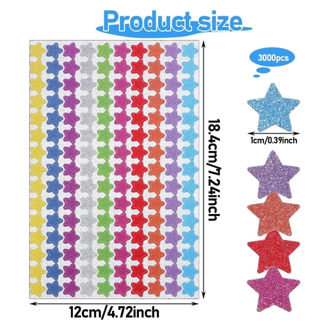 Adesivi Multicolore Glitterati a Forma di Stella per Bambini Premio Scuola Insegnante Cartoleria Scrapbooking Fai da Te