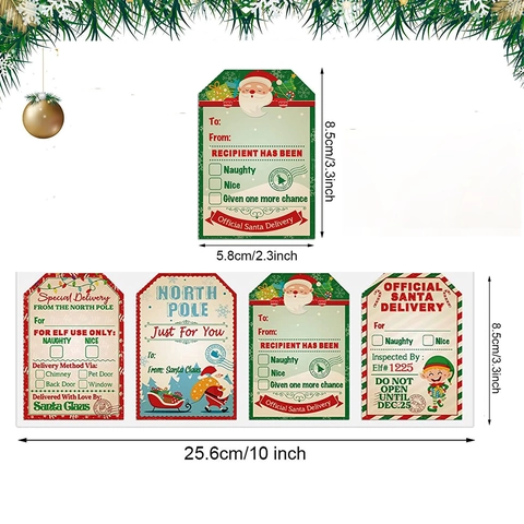 Vintage Christmas Gift Tag Stickers Official Santa Delivery Label For Holiday Present Wrapping Decoration Accessory