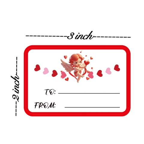 Autocollants Cadeau Joyeuse Saint-Valentin De À Motifs Cœur Cupidon Ours Étiquettes Nom Auto-adhésives Décoratives Rectangulaires