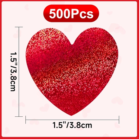 Glitzer Rote Herzförmige Aufkleber Laser Klebeetiketten Für Valentinstag Hochzeit Geschenkverpackung Umschlag Versiegelung Romantisch