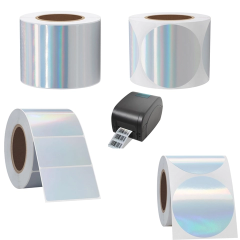 Holographic Thermal Label Stickers Waterproof Oilproof Self Adhesive Rainbow Finish Labels For Shipping Packaging Gift Sealing Printing